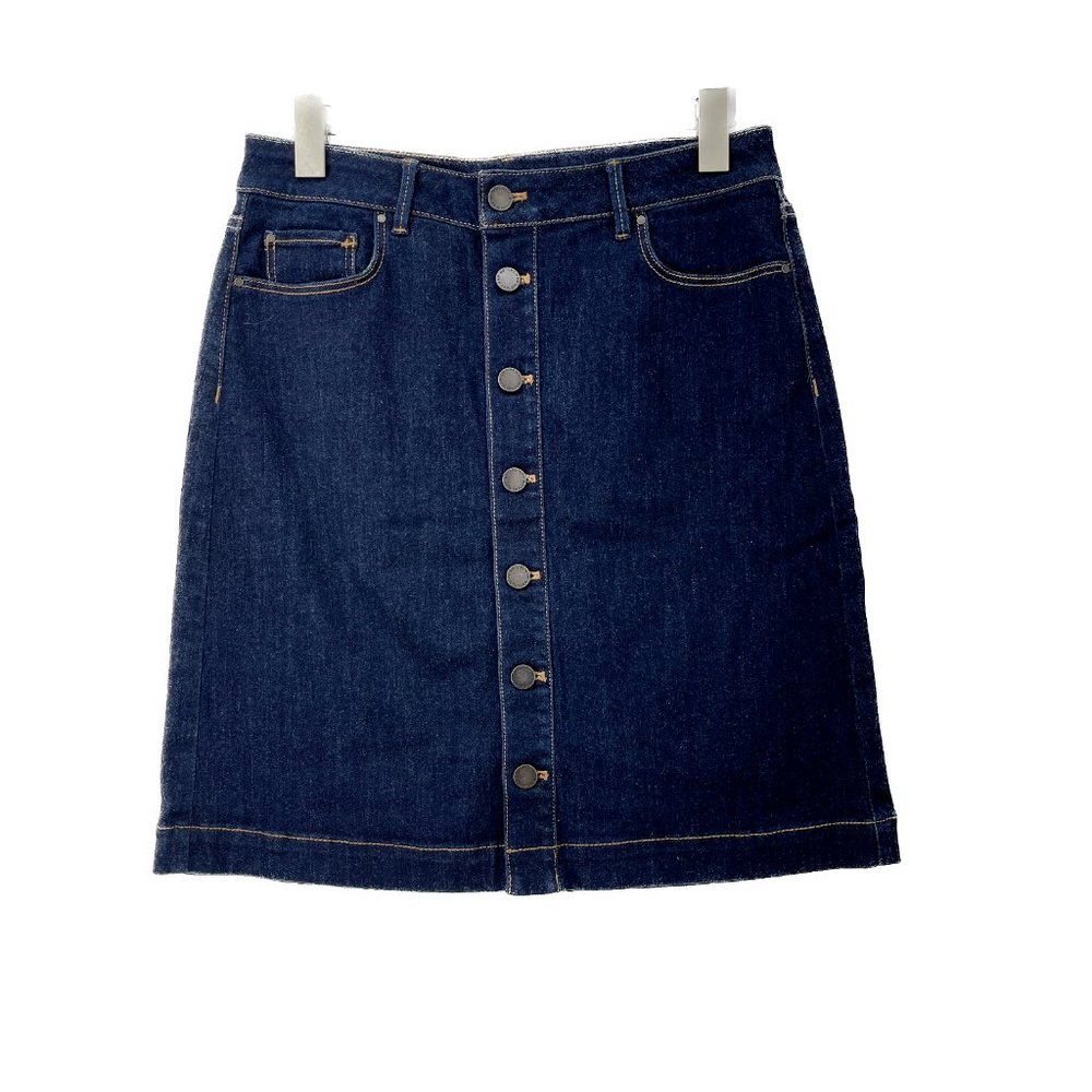 Ann Taylor Petite Button Up Denim High Waisted Skirt SIZE 4P